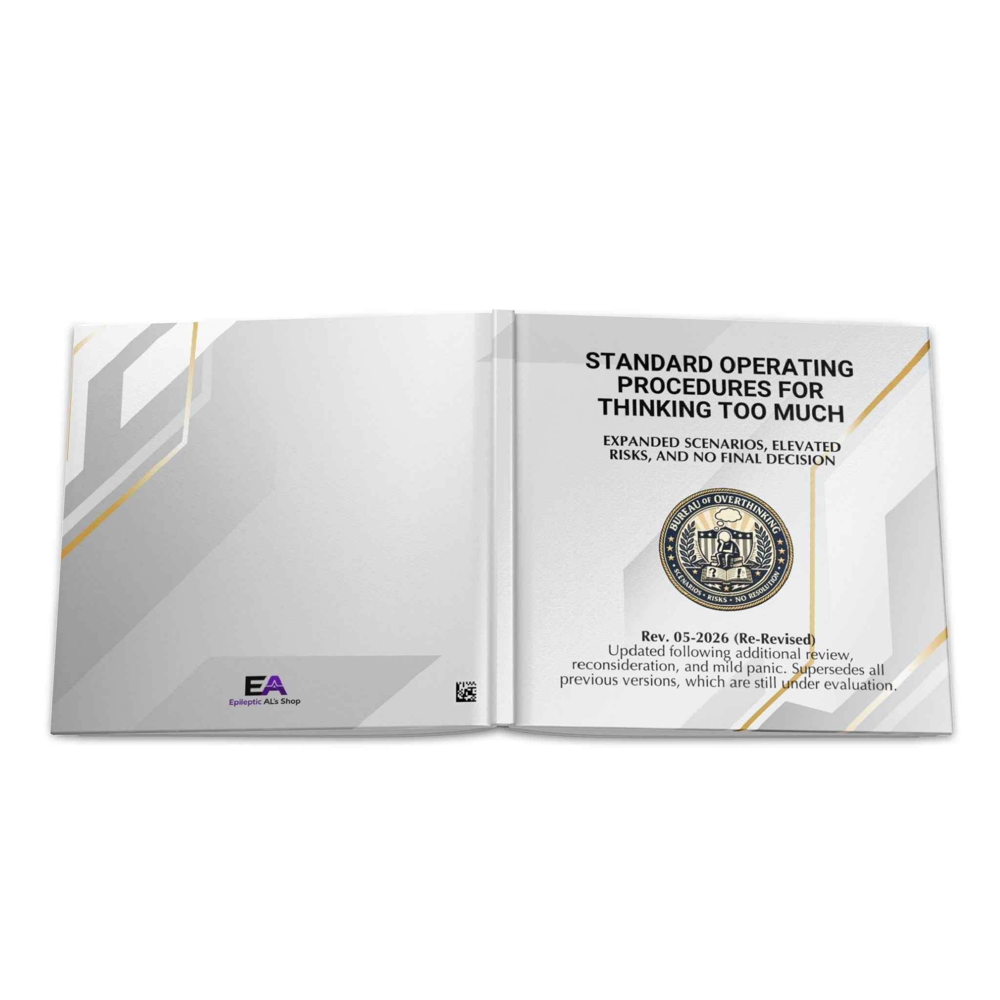 Standard Operating Procedures for Thinking Too Much - Hardcover Parody Manual - Books, Hardcover - EpiAl's Shop