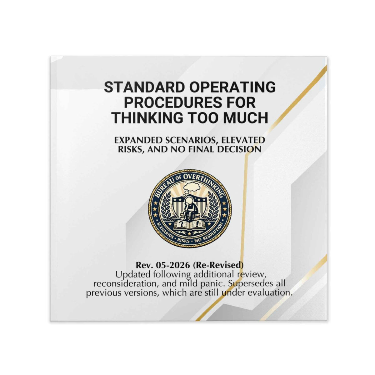 Standard Operating Procedures for Thinking Too Much - Hardcover Parody Manual - Books, Hardcover - EpiAl's Shop