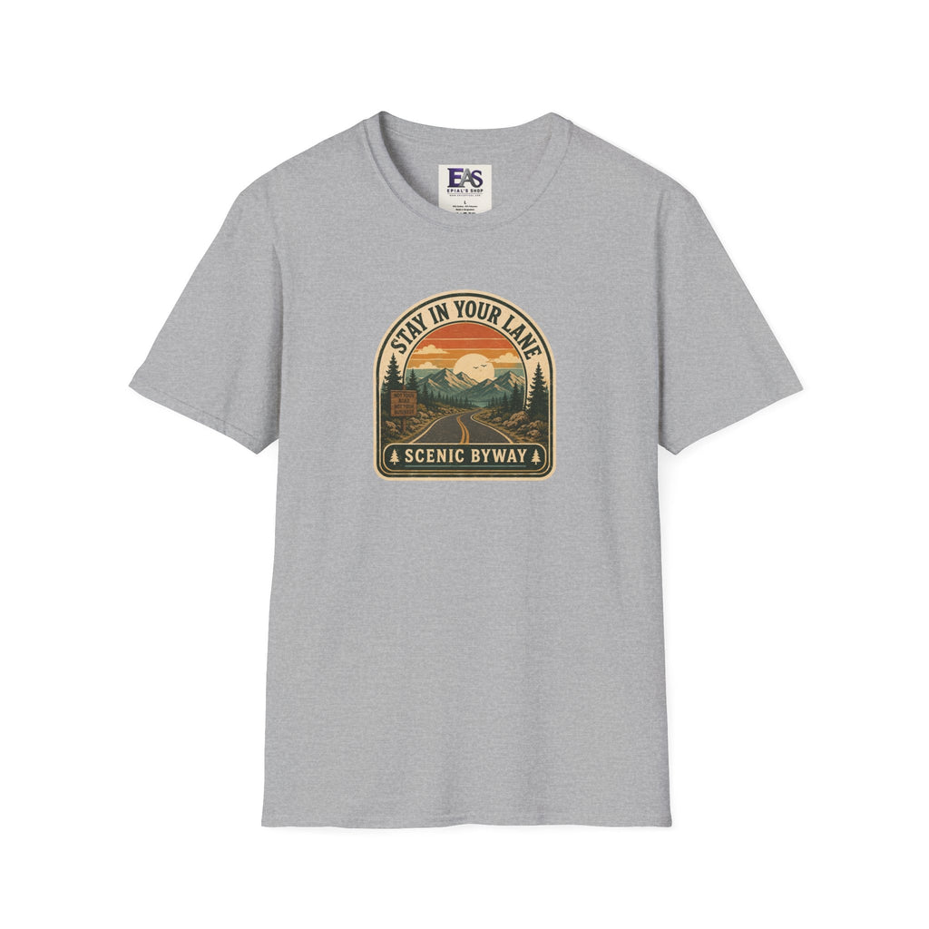Stay in Your Lane Scenic Byway Unisex T-Shirt | Retro Road Trip Graphic Tee - Clothing, Unisex, T-Shirts - EpiAl's Shop