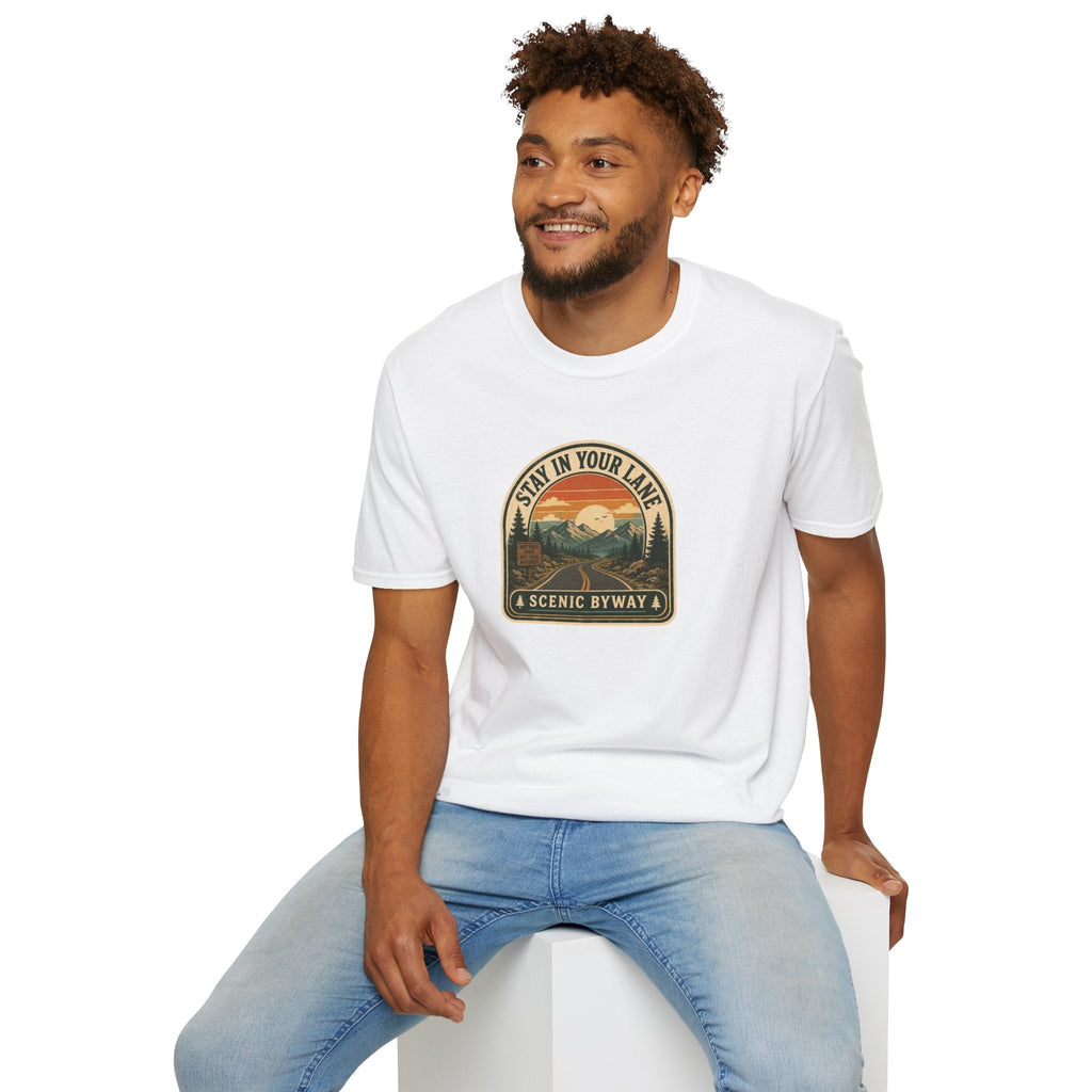 Stay in Your Lane Scenic Byway Unisex T-Shirt | Retro Road Trip Graphic Tee - Clothing, Unisex, T-Shirts - EpiAl's Shop