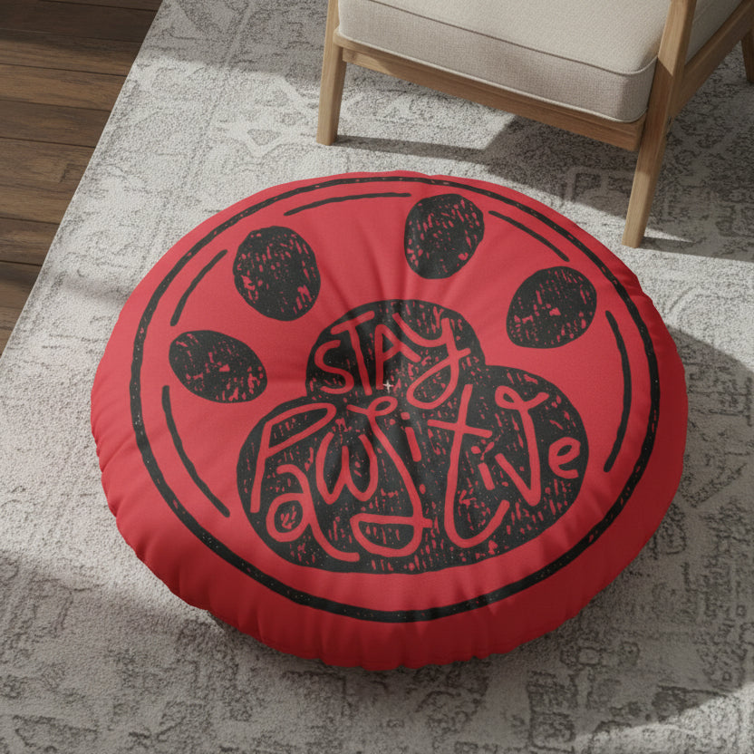 Stay Paw - sitive Round Tufted Floor Pillow for Pet Lovers - Decor, Home, Pillows - EpiAl's Shop