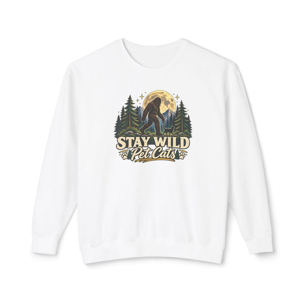 Stay Wild Pet Cats Sasquatch Crewneck Sweatshirt - Clothing, Unisex, Sweatshirts - EpiAl's Shop