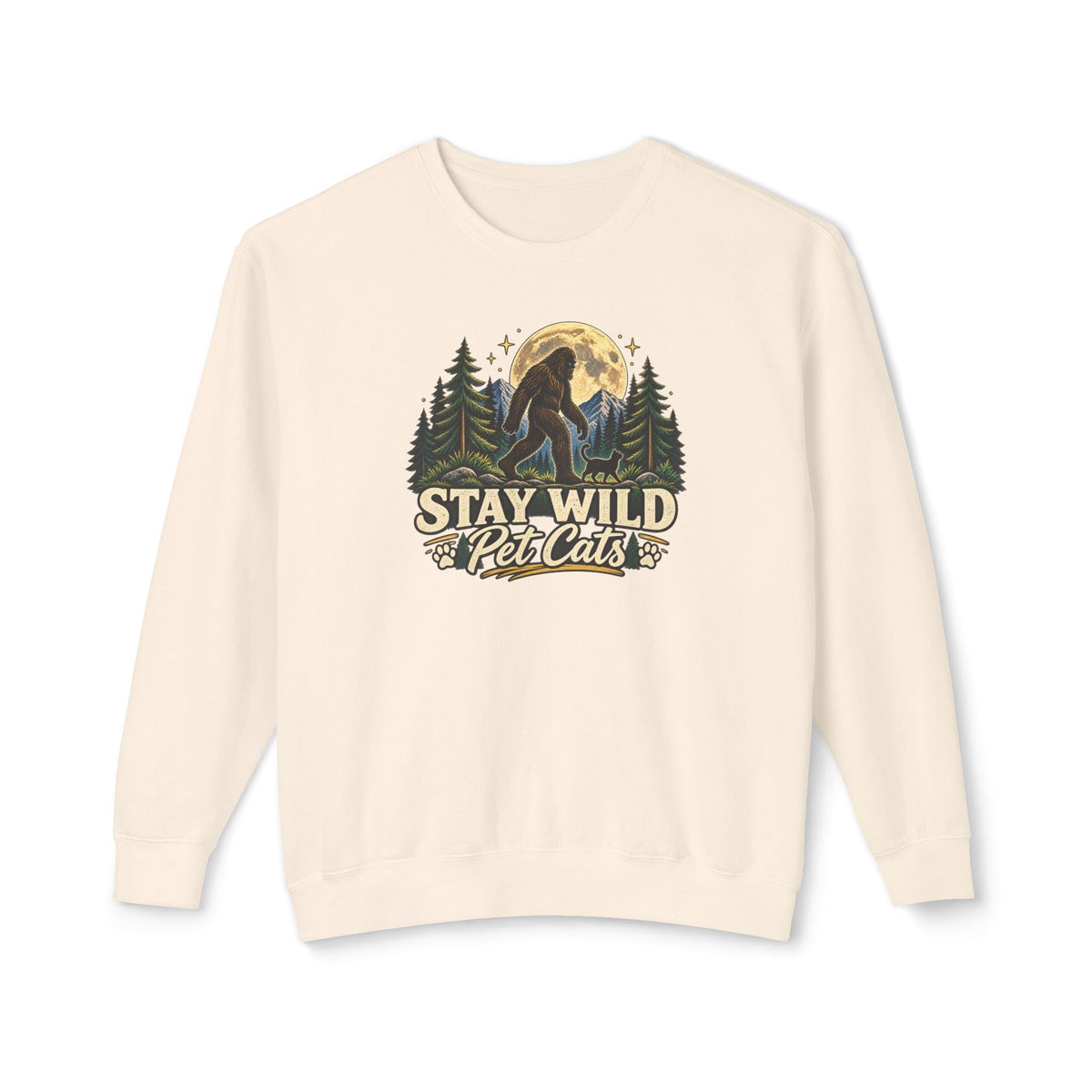 Stay Wild Pet Cats Sasquatch Crewneck Sweatshirt - Clothing, Unisex, Sweatshirts - EpiAl's Shop
