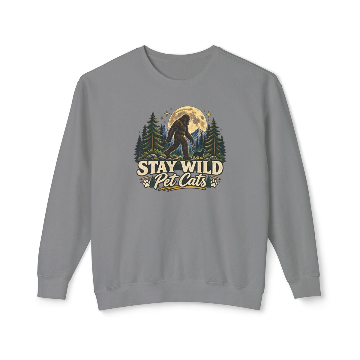 Stay Wild Pet Cats Sasquatch Crewneck Sweatshirt - Clothing, Unisex, Sweatshirts - EpiAl's Shop