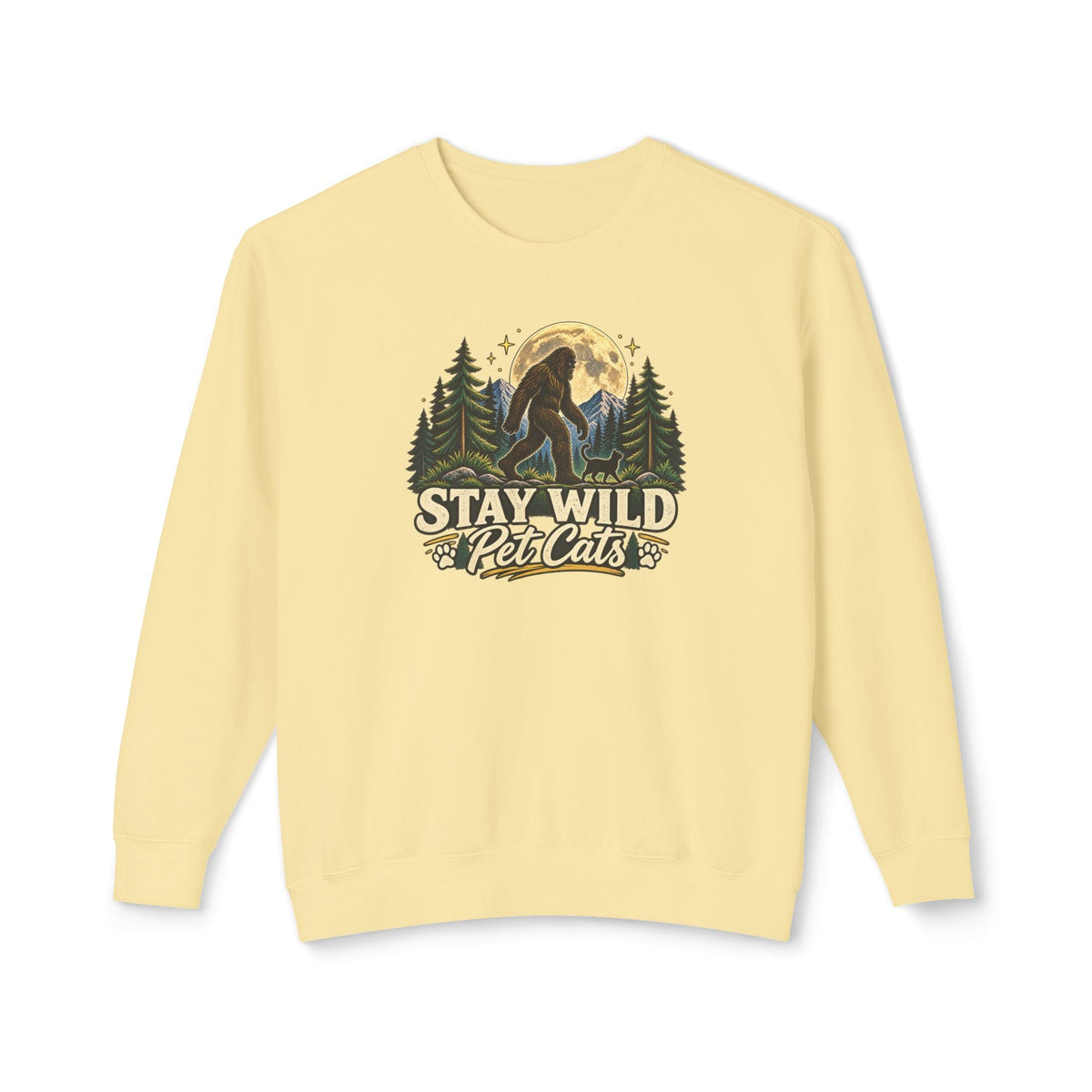 Stay Wild Pet Cats Sasquatch Crewneck Sweatshirt - Clothing, Unisex, Sweatshirts - EpiAl's Shop