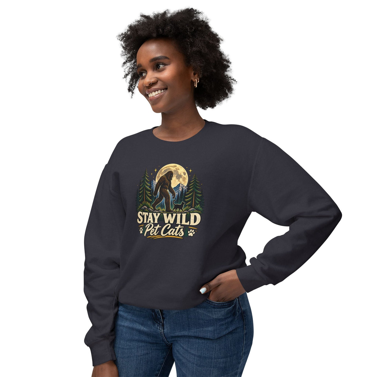 Stay Wild Pet Cats Sasquatch Crewneck Sweatshirt - Clothing, Unisex, Sweatshirts - EpiAl's Shop