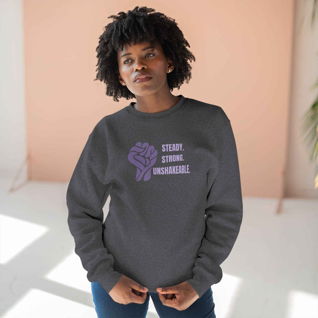 Steady. Strong. Unshakeable. — Epilepsy Awareness Sweatshirt - Clothing, Unisex, Sweatshirts - EpiAl's Shop