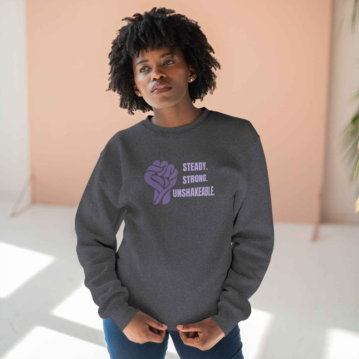 Steady. Strong. Unshakeable. — Epilepsy Awareness Sweatshirt - Clothing, Unisex, Sweatshirts - EpiAl's Shop