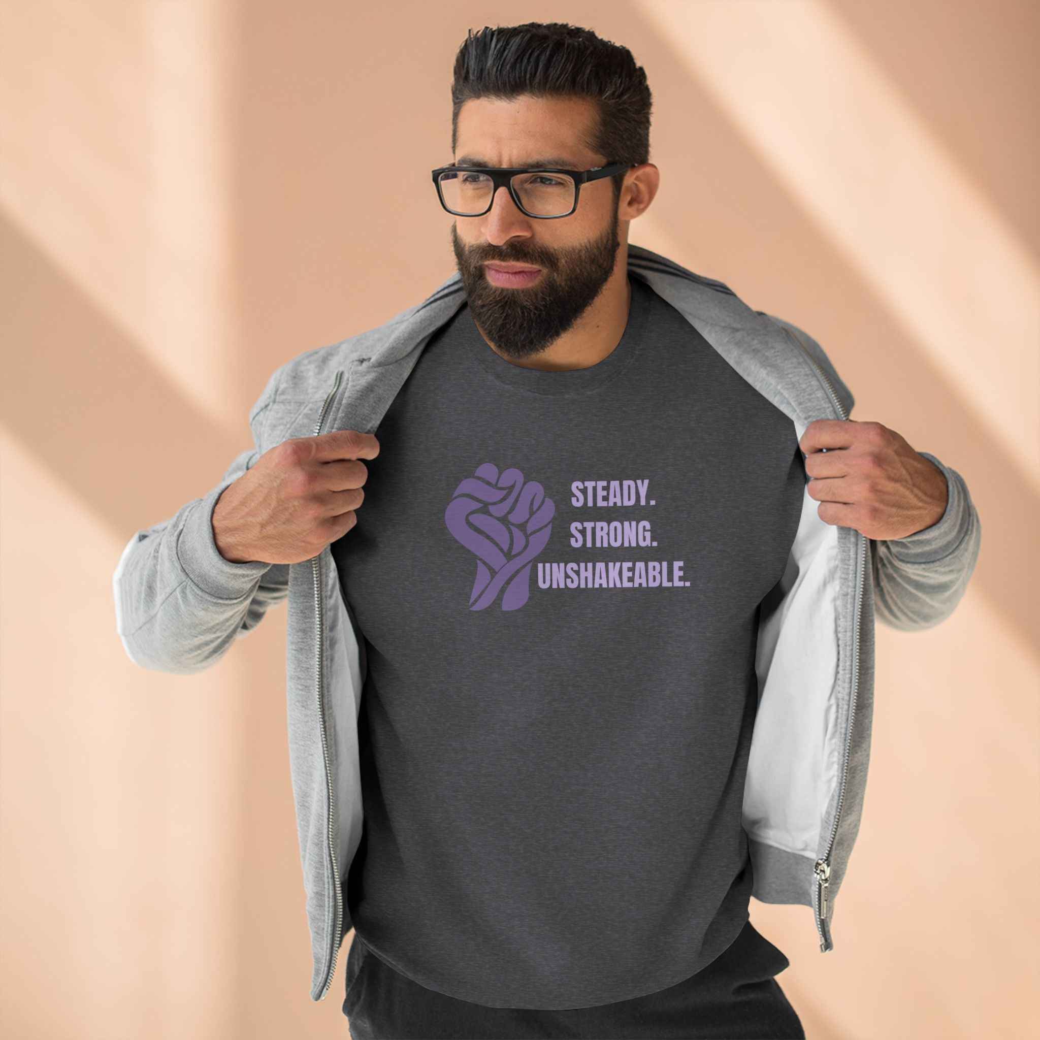 Steady. Strong. Unshakeable. — Epilepsy Awareness Sweatshirt - Clothing, Unisex, Sweatshirts - EpiAl's Shop
