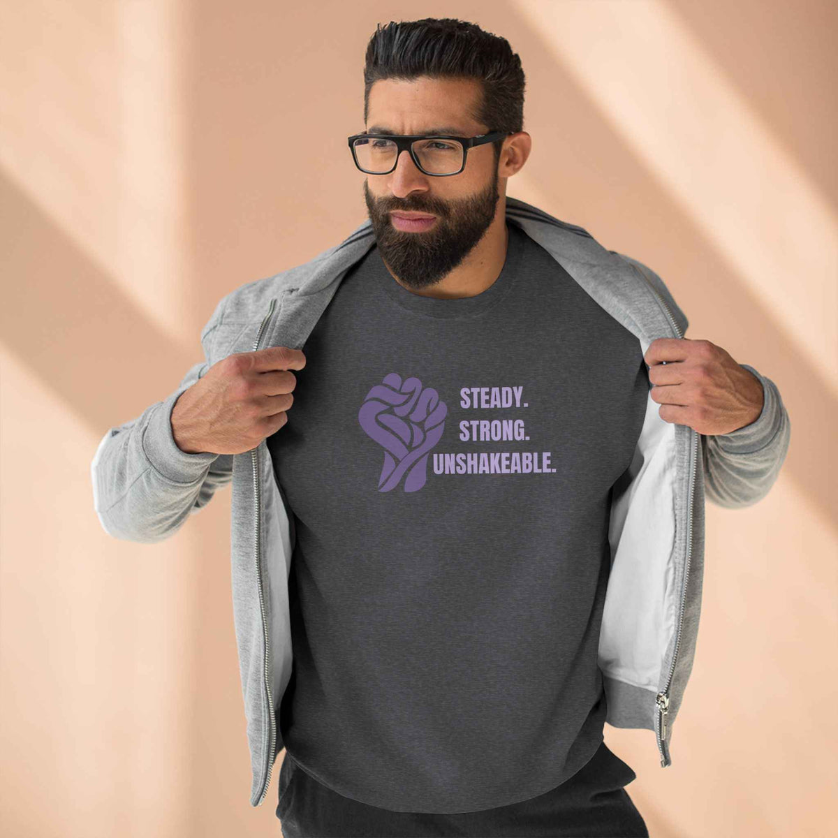 Steady. Strong. Unshakeable. — Epilepsy Awareness Sweatshirt - Clothing, Unisex, Sweatshirts - EpiAl's Shop