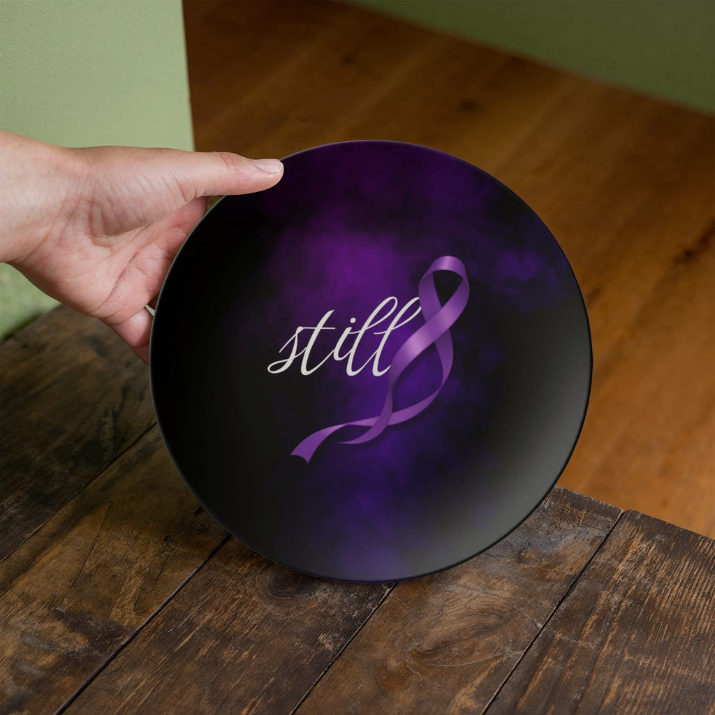 Still Decorative Plate | Epilepsy Awareness Purple Ribbon Plate - Tableware, Plates - EpiAl's Shop