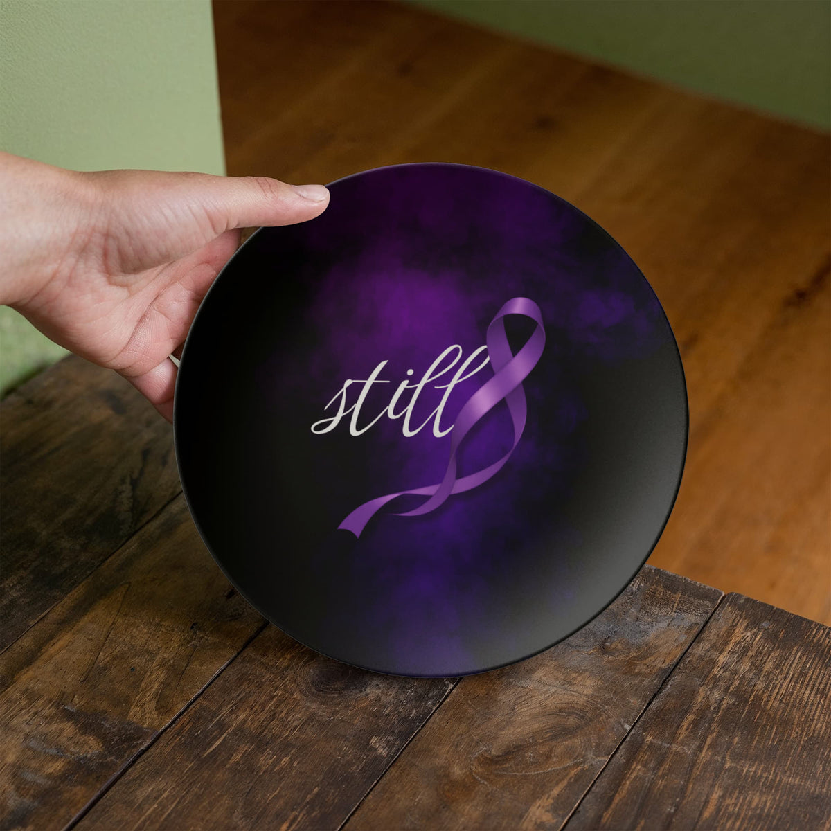 Still Decorative Plate | Epilepsy Awareness Purple Ribbon Plate - Tableware, Plates - EpiAl's Shop
