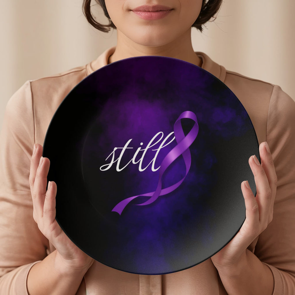 Still Decorative Plate | Epilepsy Awareness Purple Ribbon Plate - Tableware, Plates - EpiAl's Shop