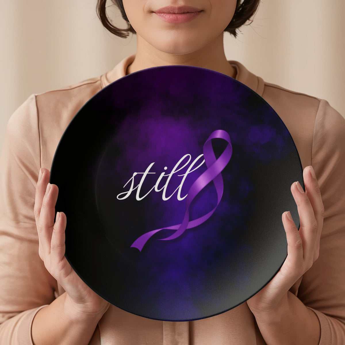 Still Decorative Plate | Epilepsy Awareness Purple Ribbon Plate - Tableware, Plates - EpiAl's Shop