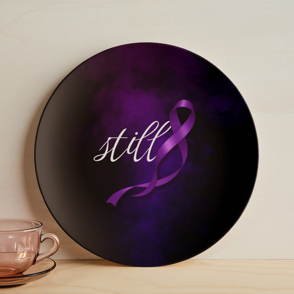 Still Decorative Plate | Epilepsy Awareness Purple Ribbon Plate - Tableware, Plates - EpiAl's Shop