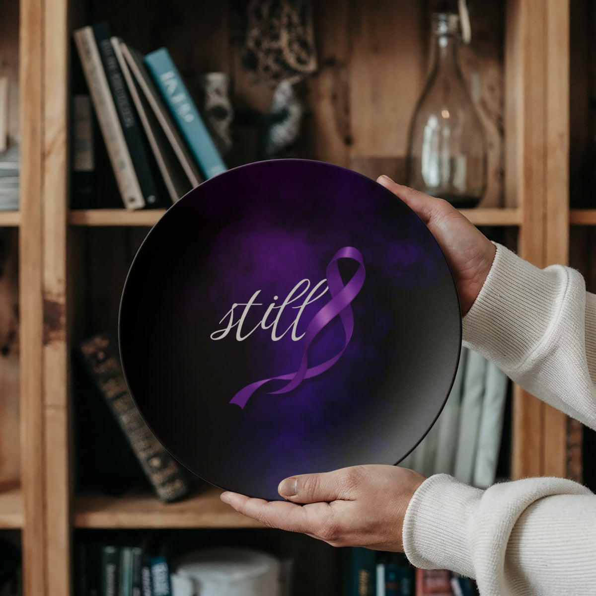Still Decorative Plate | Epilepsy Awareness Purple Ribbon Plate - Tableware, Plates - EpiAl's Shop