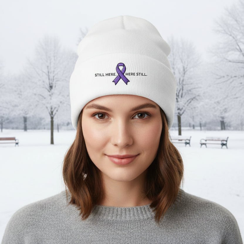 Still Here. Here Still. Epilepsy Awareness Beanie (Adult) - Hats, Beanie - EpiAl's Shop