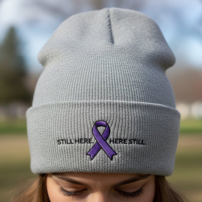 Still Here. Here Still. Epilepsy Awareness Beanie (Adult) - Hats, Beanie - EpiAl's Shop