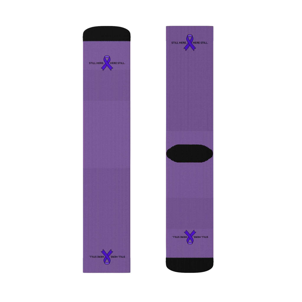 Still Here. Here Still. Epilepsy Awareness Crew Socks - Clothing, Unisex, Socks - EpiAl's Shop