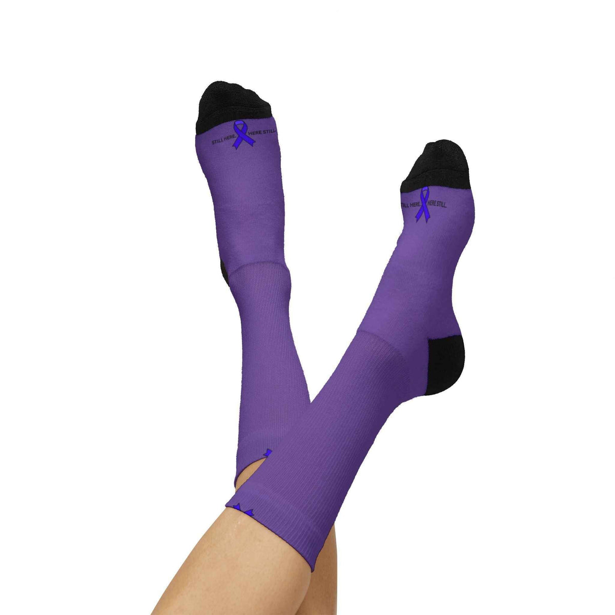 Still Here. Here Still. Epilepsy Awareness Crew Socks - Clothing, Unisex, Socks - EpiAl's Shop
