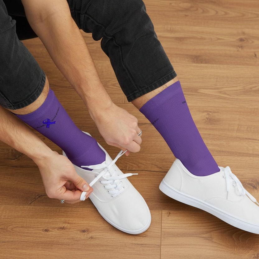 Still Here. Here Still. Epilepsy Awareness Crew Socks - Clothing, Unisex, Socks - EpiAl's Shop