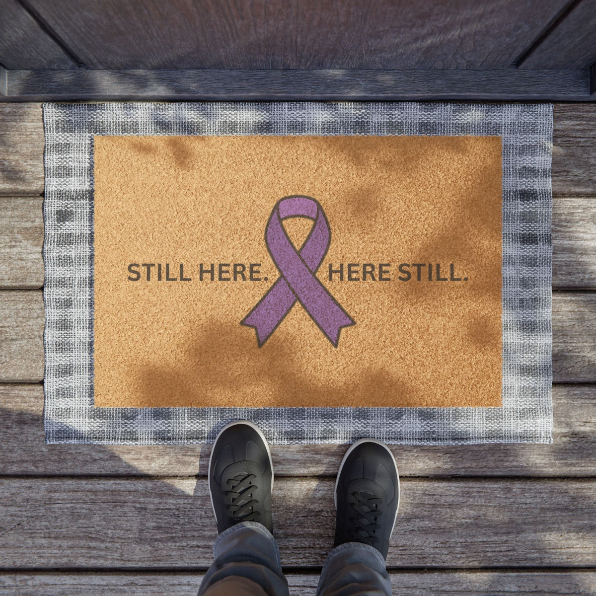 “Still Here. Here Still.” Epilepsy Awareness Welcome Mat - Decor, Rugs, Outdoor - EpiAl's Shop