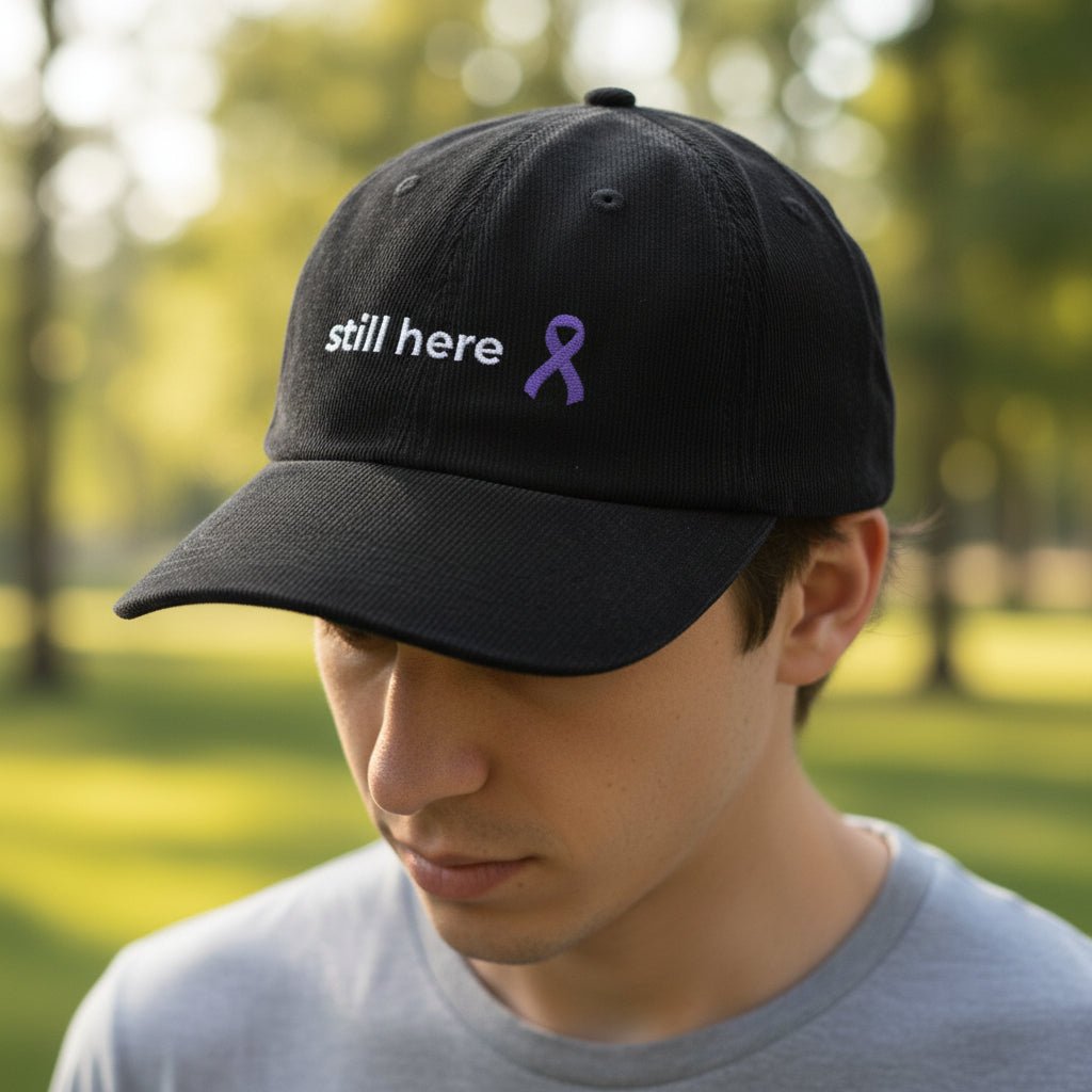 Still Here – Lavender Ribbon Embroidered Corduroy Cap - Hats, Baseball & Trucker - EpiAl's Shop