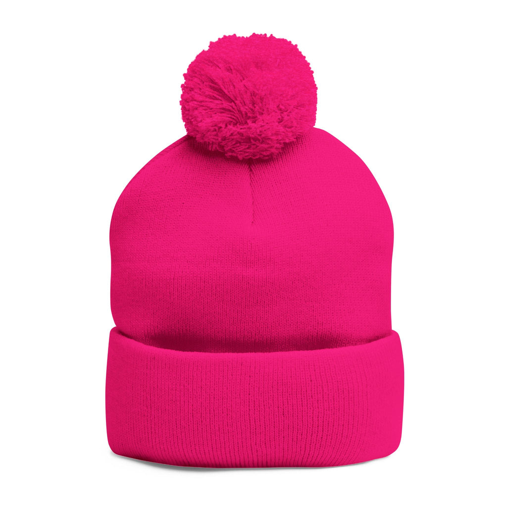 Still Here Pom-Pom Beanie – Epilepsy Awareness Knit Hat with Purple Ribbon - Hats, Beanie - EpiAl's Shop