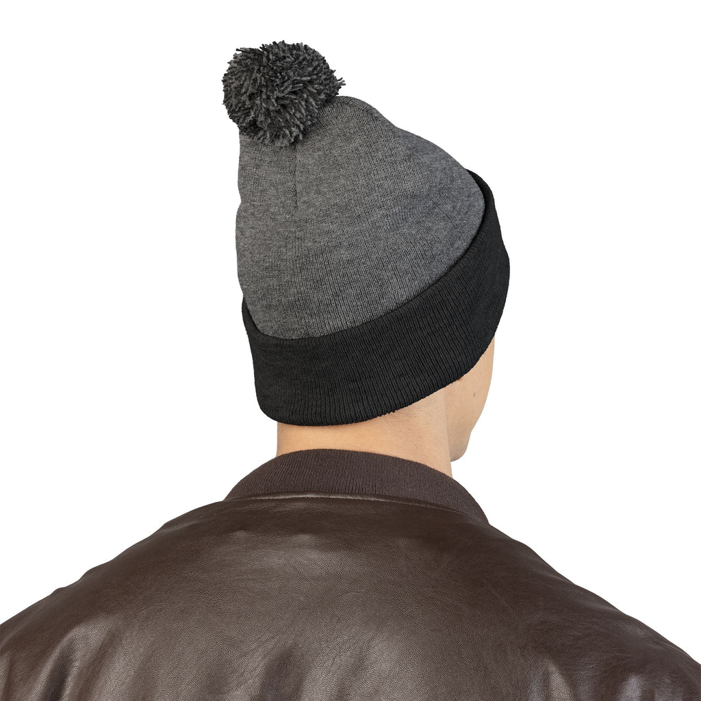Still Here Pom-Pom Beanie – Epilepsy Awareness Knit Hat with Purple Ribbon - Hats, Beanie - EpiAl's Shop
