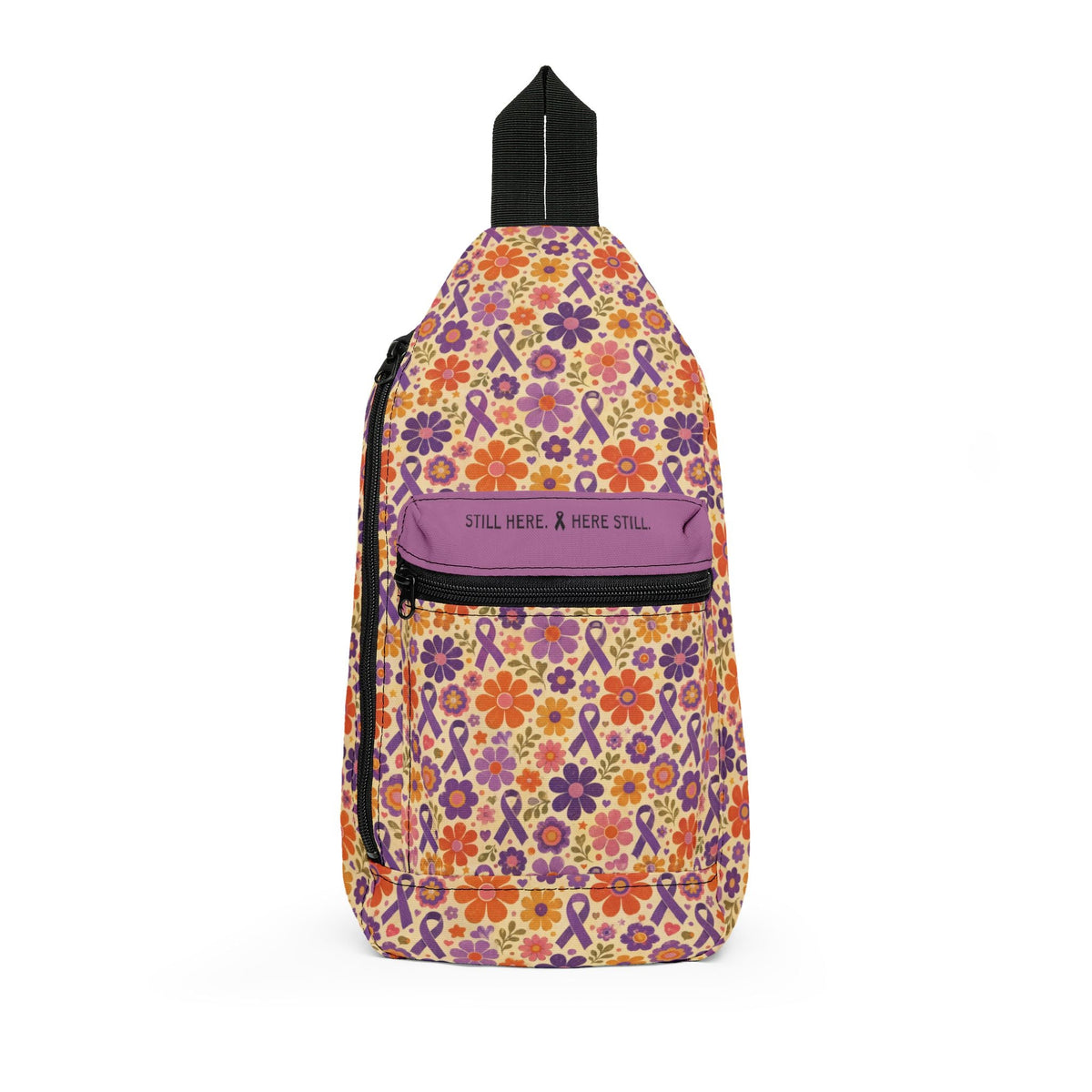Still Here Retro Floral Epilepsy Awareness Sling Bag - Bags, Cross Body - EpiAl's Shop