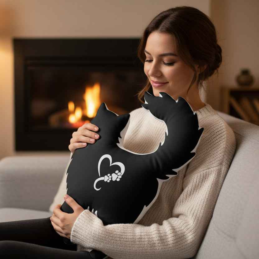 Still Here. Still Judging. Cat Silhouette Pillow - Decor, Pillows, Shaped - EpiAl's Shop