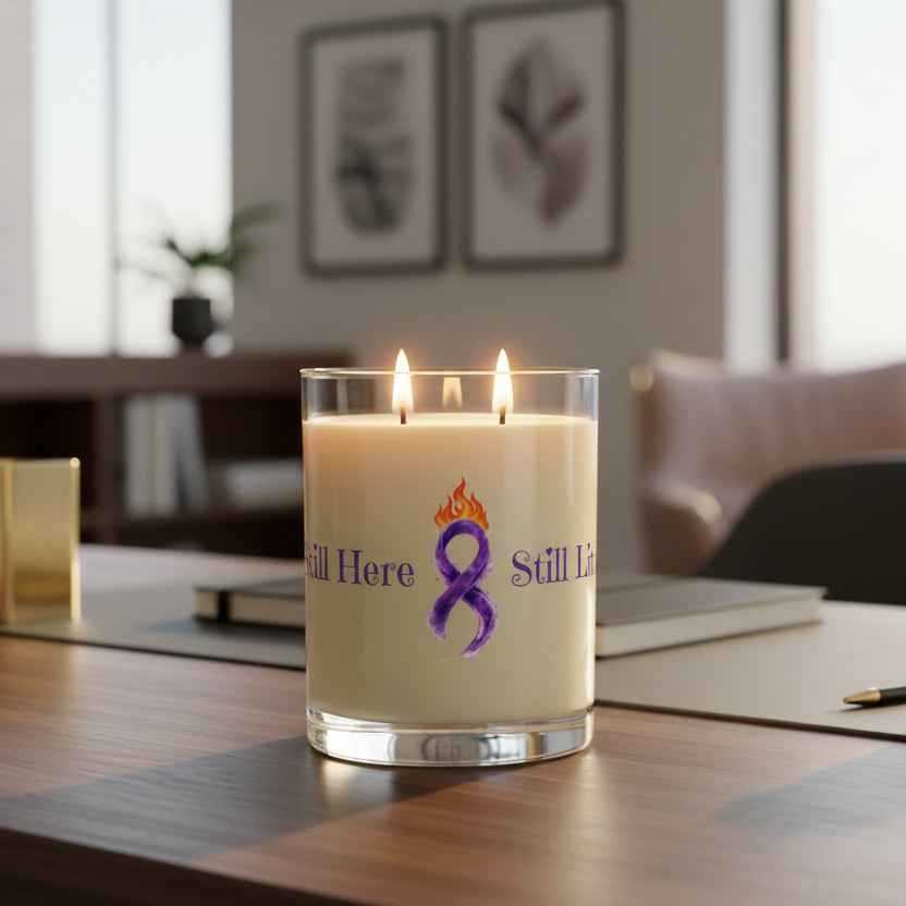 Still Here, Still Lit – Epilepsy Awareness Soy Candle (11oz) - Decor, Candles, Scented - EpiAl's Shop