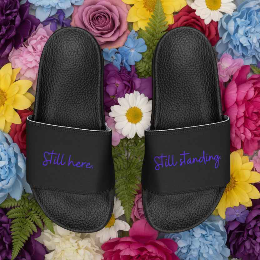 “Still Here / Still Standing” Slide Sandals — Quiet Strength Edition - Shoes, Sandals - EpiAl's Shop