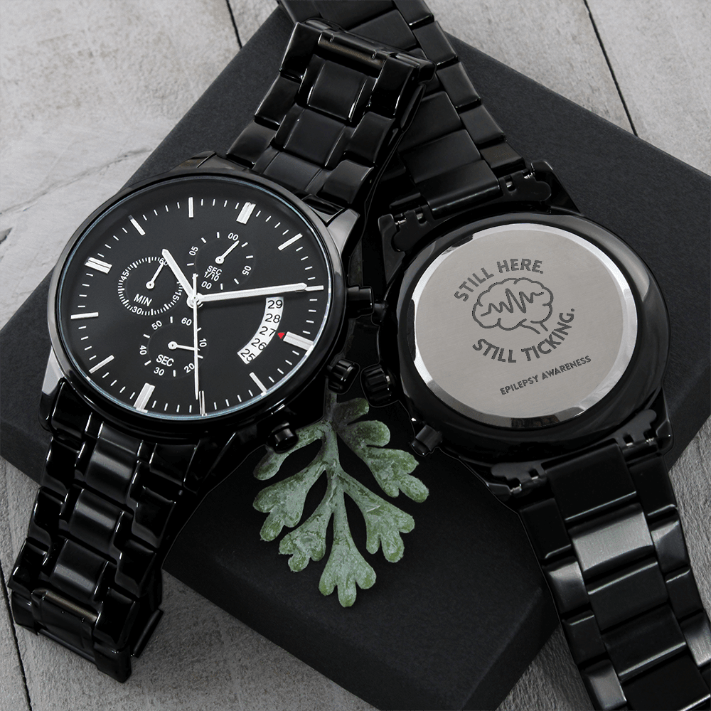 Still Here. Still Ticking. Engraved Chronograph Watch | Epilepsy Awareness Gift - Jewelry, Watches - EpiAl's Shop