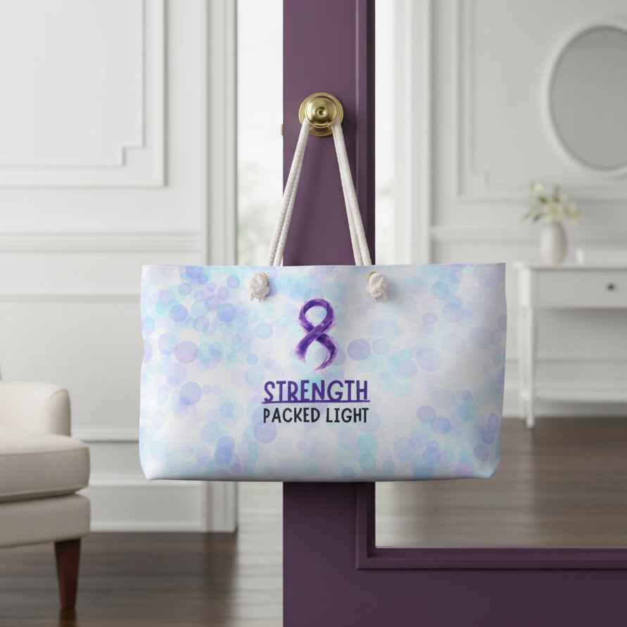 Strength, Packed Light – Epilepsy Awareness Weekender Bag - Bags, Weekender - EpiAl's Shop