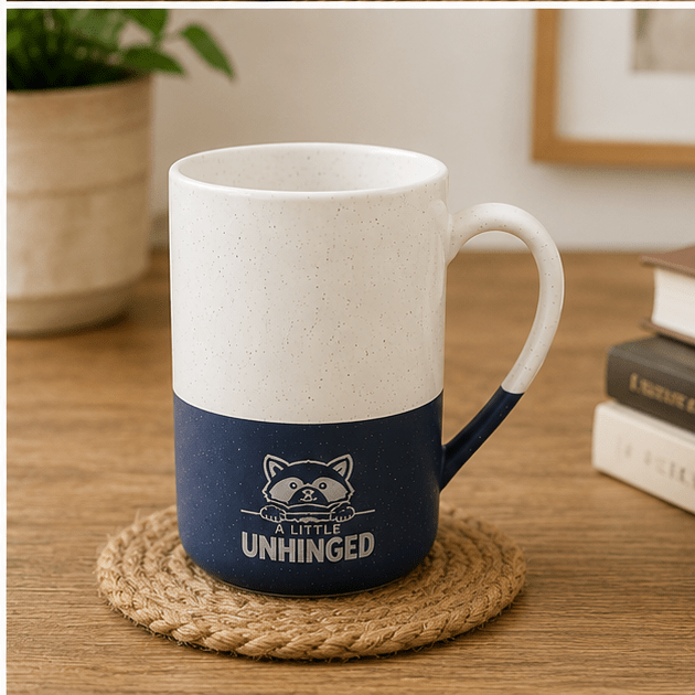 Stubby Jimothy Raccoon “A Little Unhinged” Engraved Ceramic Mug | 13 oz - Drinkware, Coffee Mugs - EpiAl's Shop