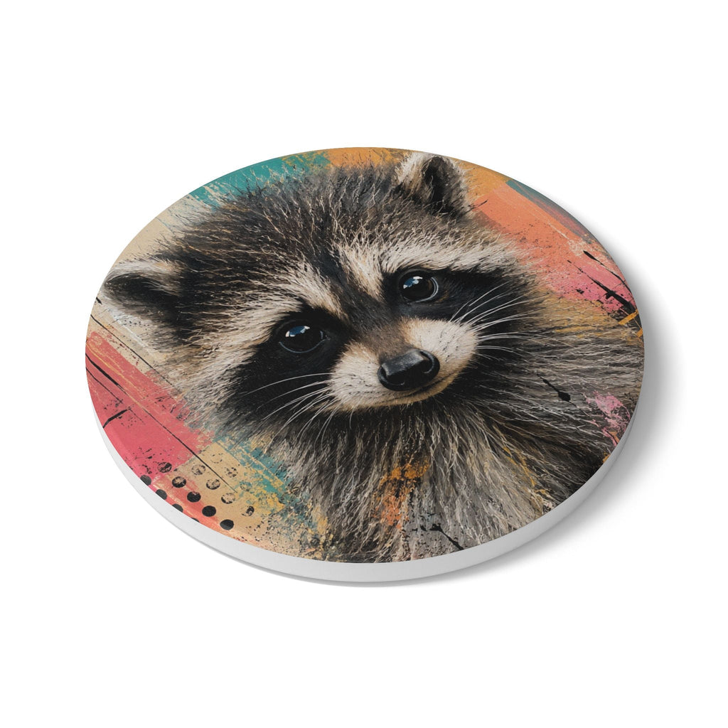 Stubby Jimothy Raccoon Ceramic Coaster with Cork Backing | Round or Square - Decor, Coasters - EpiAl's Shop