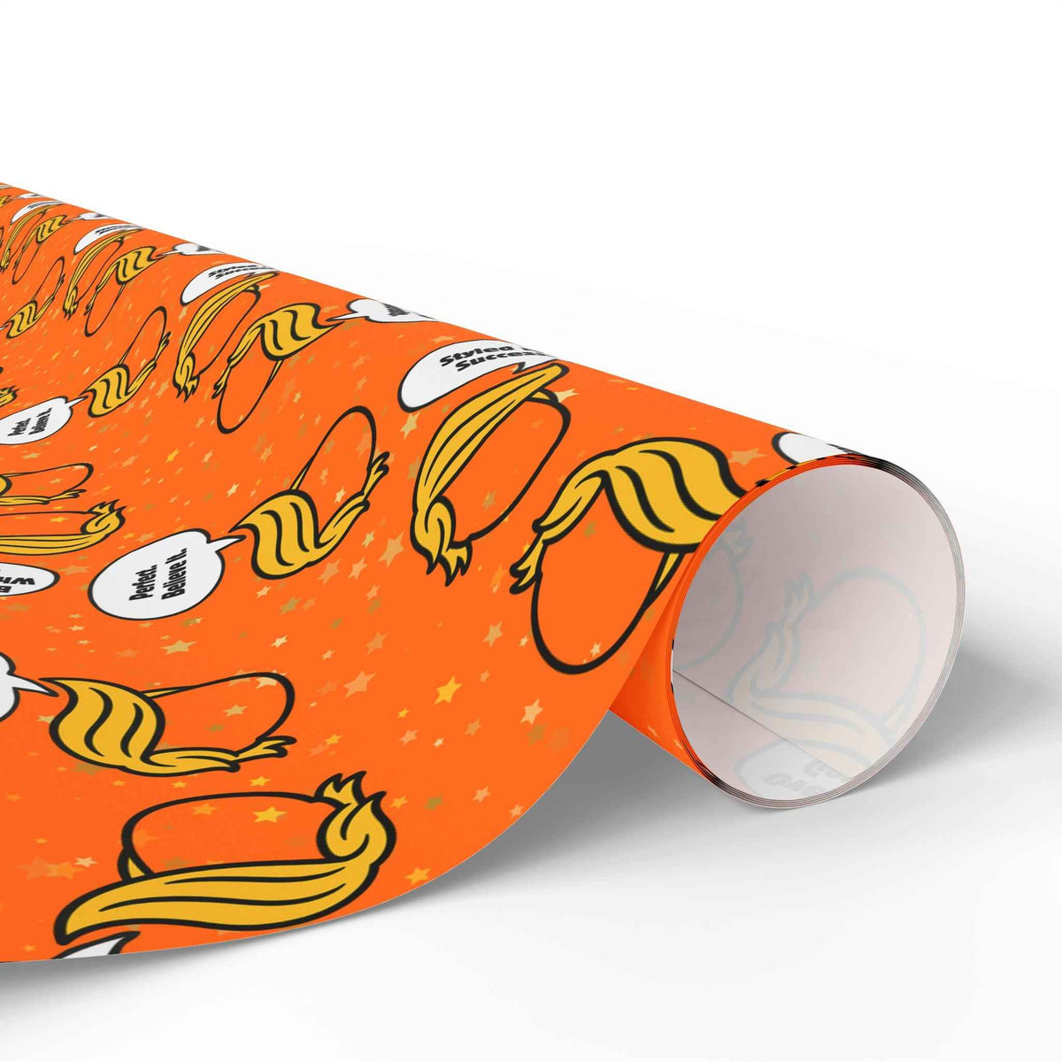 “Styled for Success” Parody Gift Wrap – Blonde Whoosh & Gold Stars - Gift Wrap, Paper - EpiAl's Shop