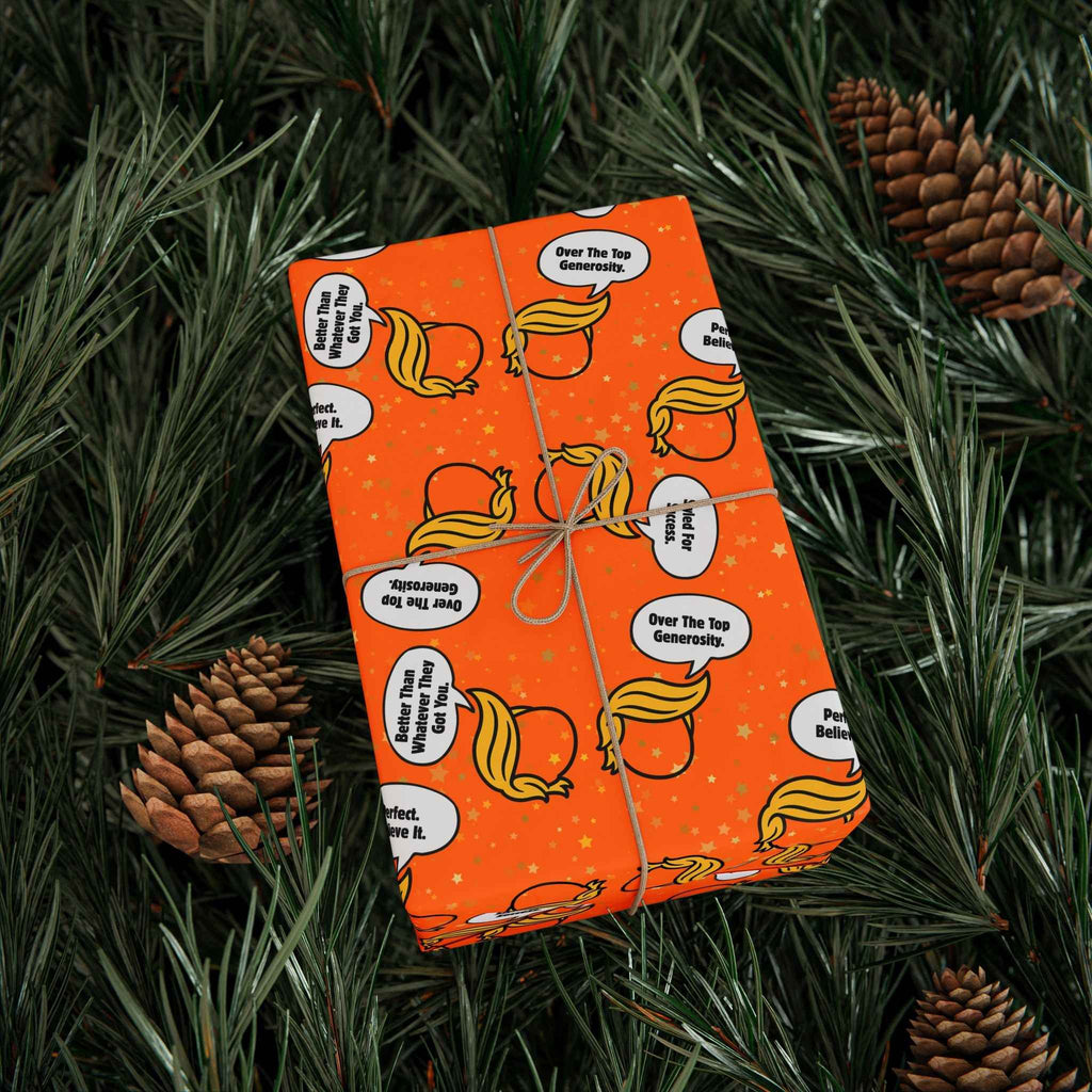 “Styled for Success” Parody Gift Wrap – Blonde Whoosh & Gold Stars - Gift Wrap, Paper - EpiAl's Shop