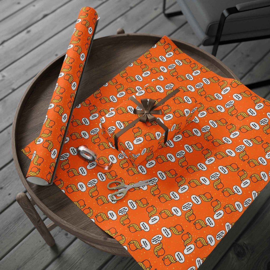 “Styled for Success” Parody Gift Wrap – Blonde Whoosh & Gold Stars - Gift Wrap, Paper - EpiAl's Shop