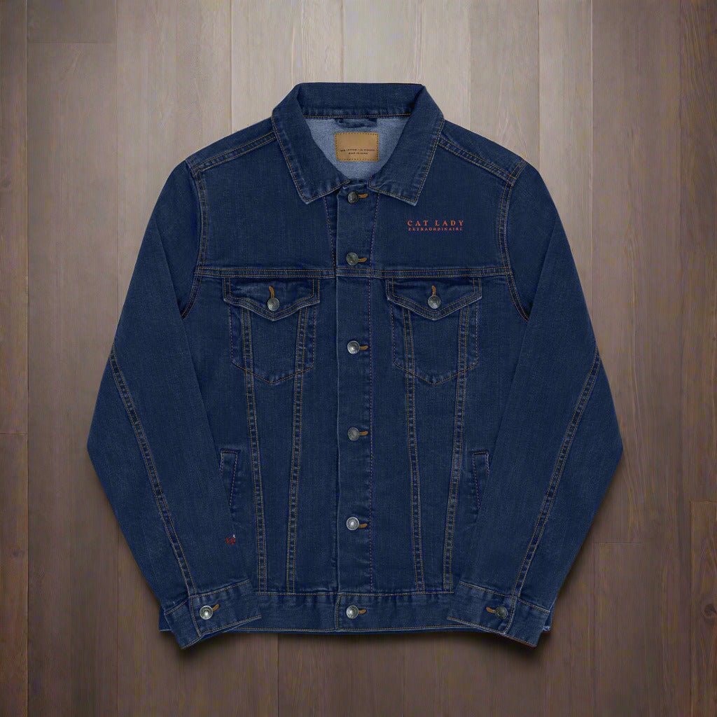 Stylish Cat Lady Extraordinaire Embroidered Denim Jacket - Clothing, Coats & Jackets - EpiAl's Shop