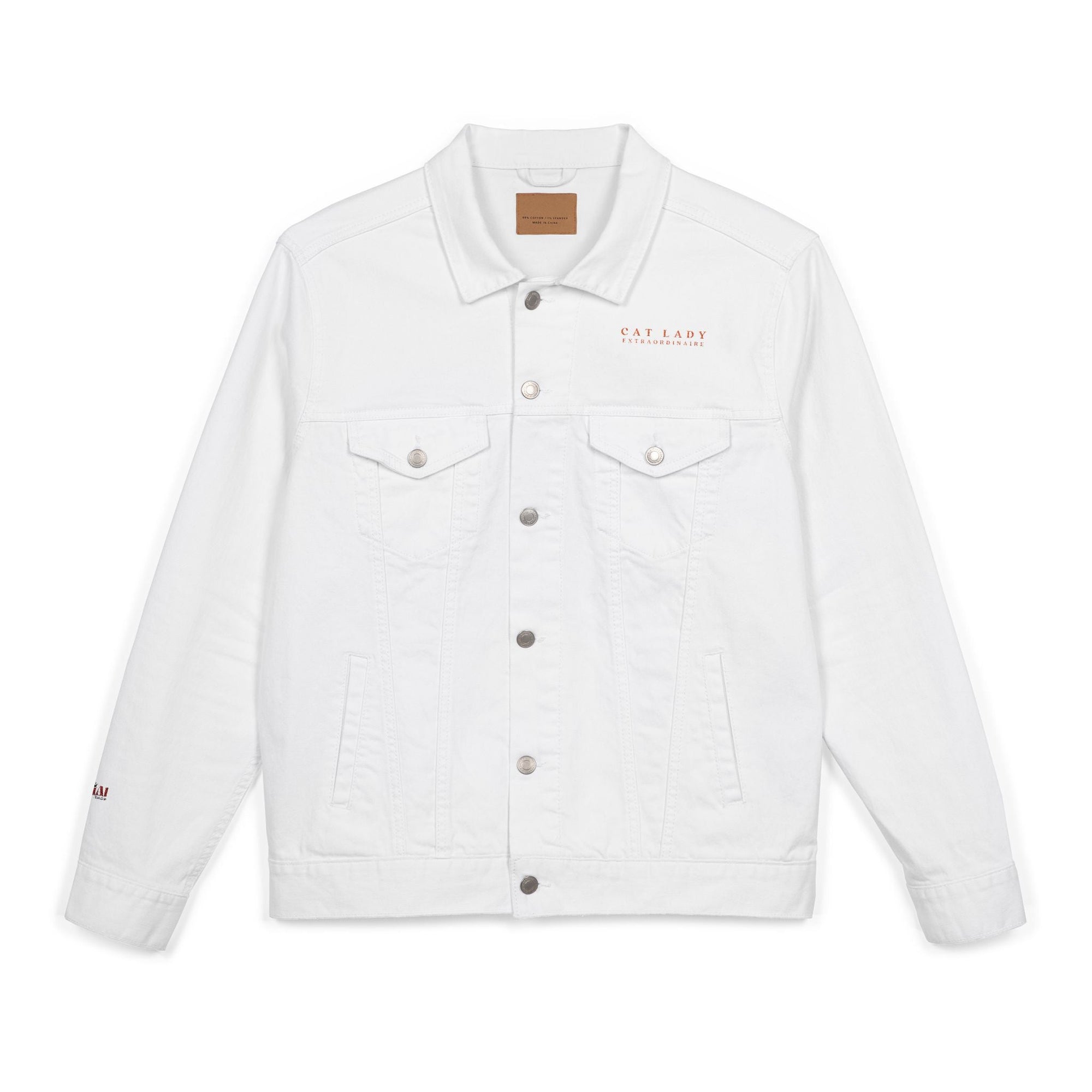 Stylish Cat Lady Extraordinaire Embroidered Denim Jacket - Clothing, Coats & Jackets - EpiAl's Shop