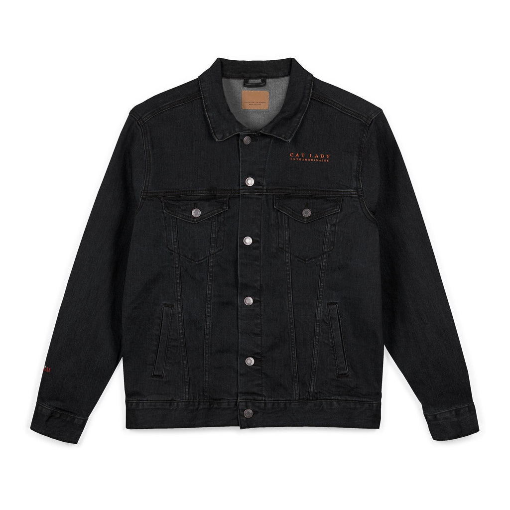 Stylish Cat Lady Extraordinaire Embroidered Denim Jacket - Clothing, Coats & Jackets - EpiAl's Shop