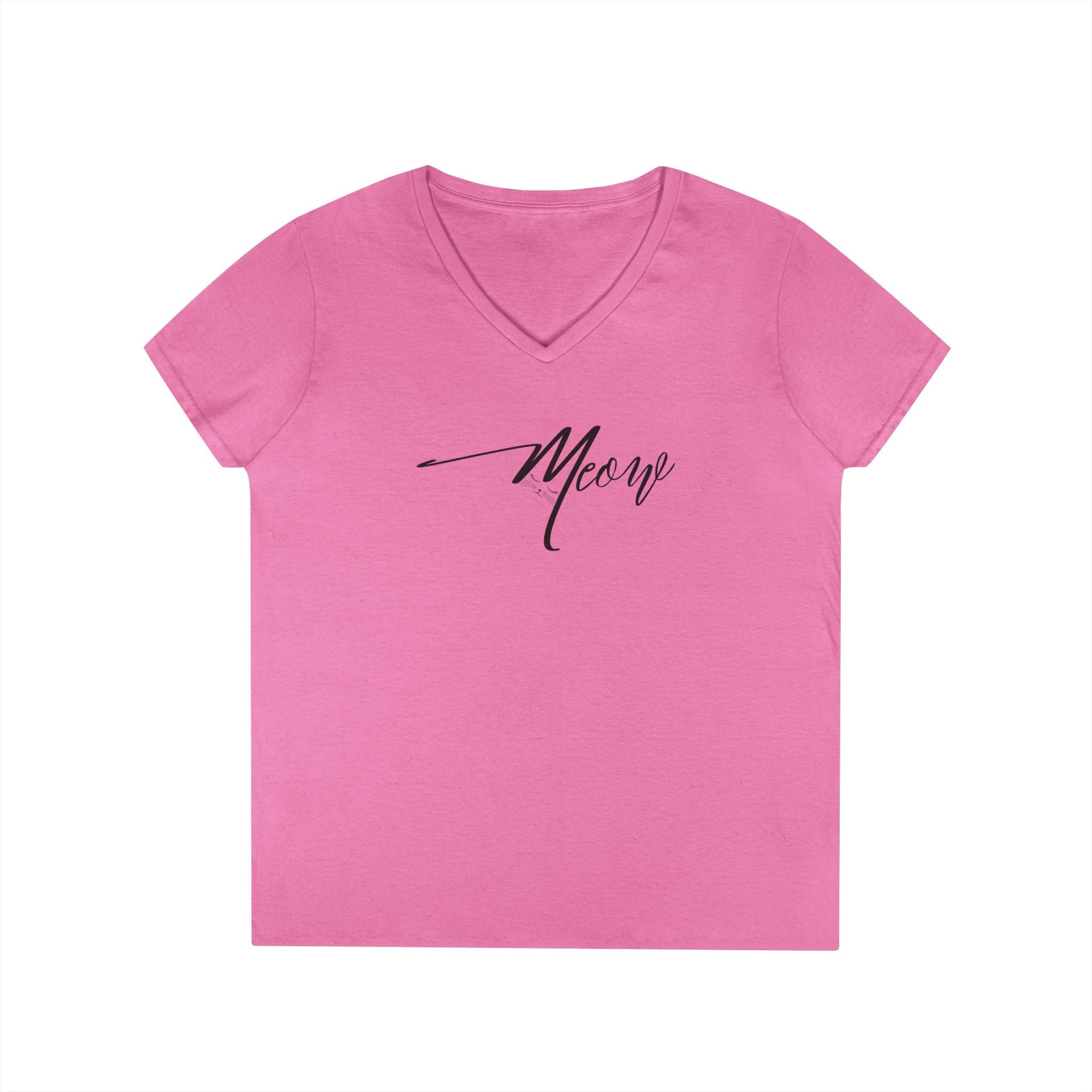 Stylish Meow Ladies' V - Neck T-Shirt, Cute Cat Lover Gift - Clothing, T-shirts - EpiAl's Shop
