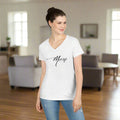 Stylish Meow Ladies' V - Neck T-Shirt, Cute Cat Lover Gift - Clothing, T-shirts - EpiAl's Shop
