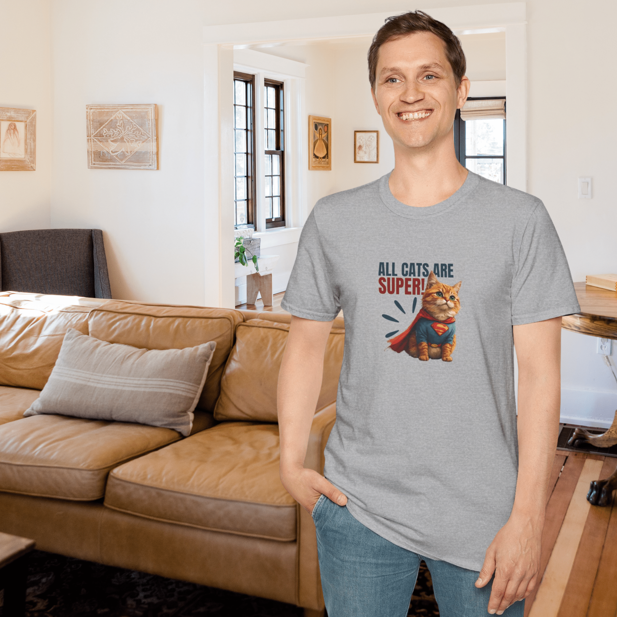 Super Cat Unisex T-Shirt, Fun Cat Lover Tee - Clothing, T-shirts - EpiAl's Shop