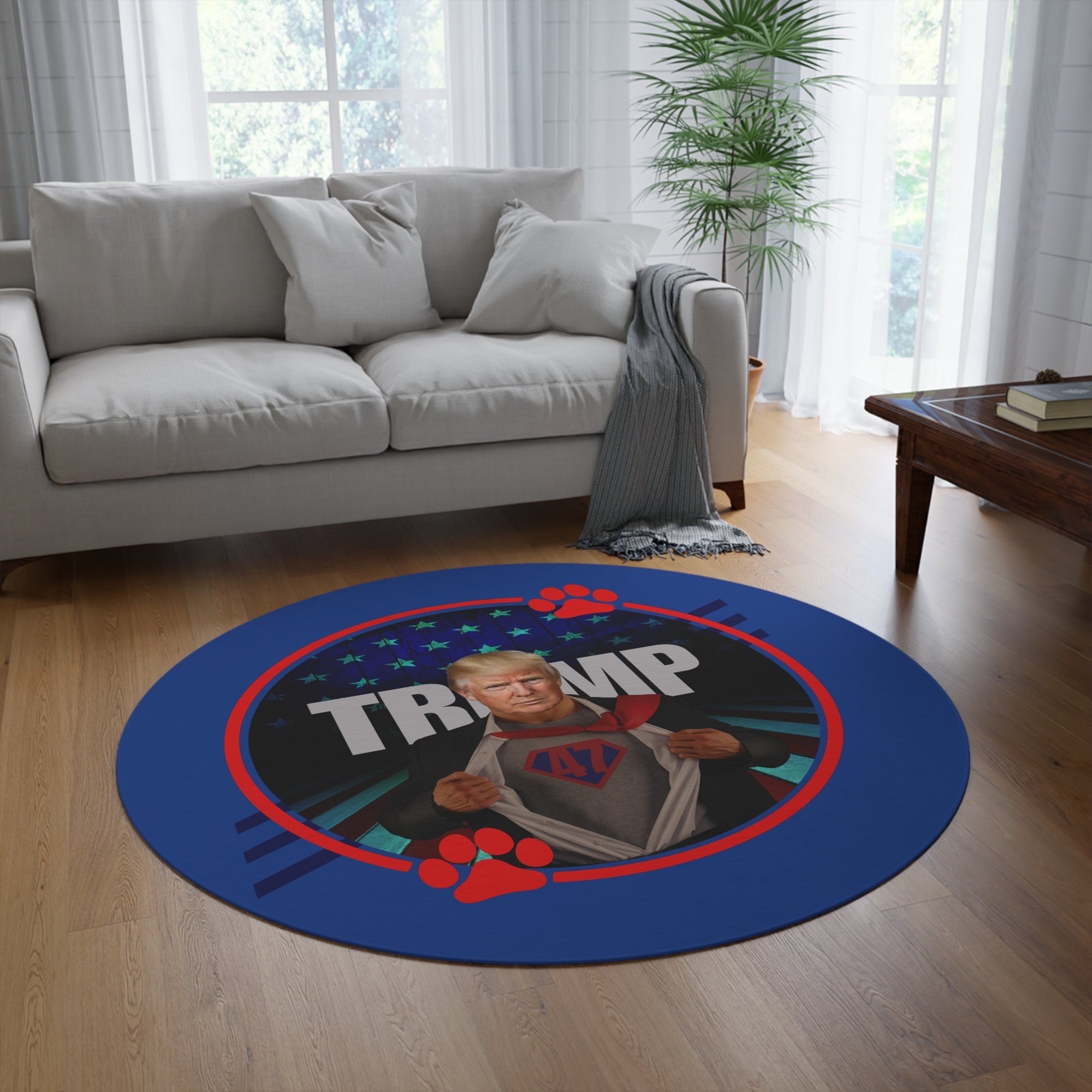 Superhero Trump Round Rug - Trump 47 - Decor, Home, Rugs & Doormats - EpiAl's Shop