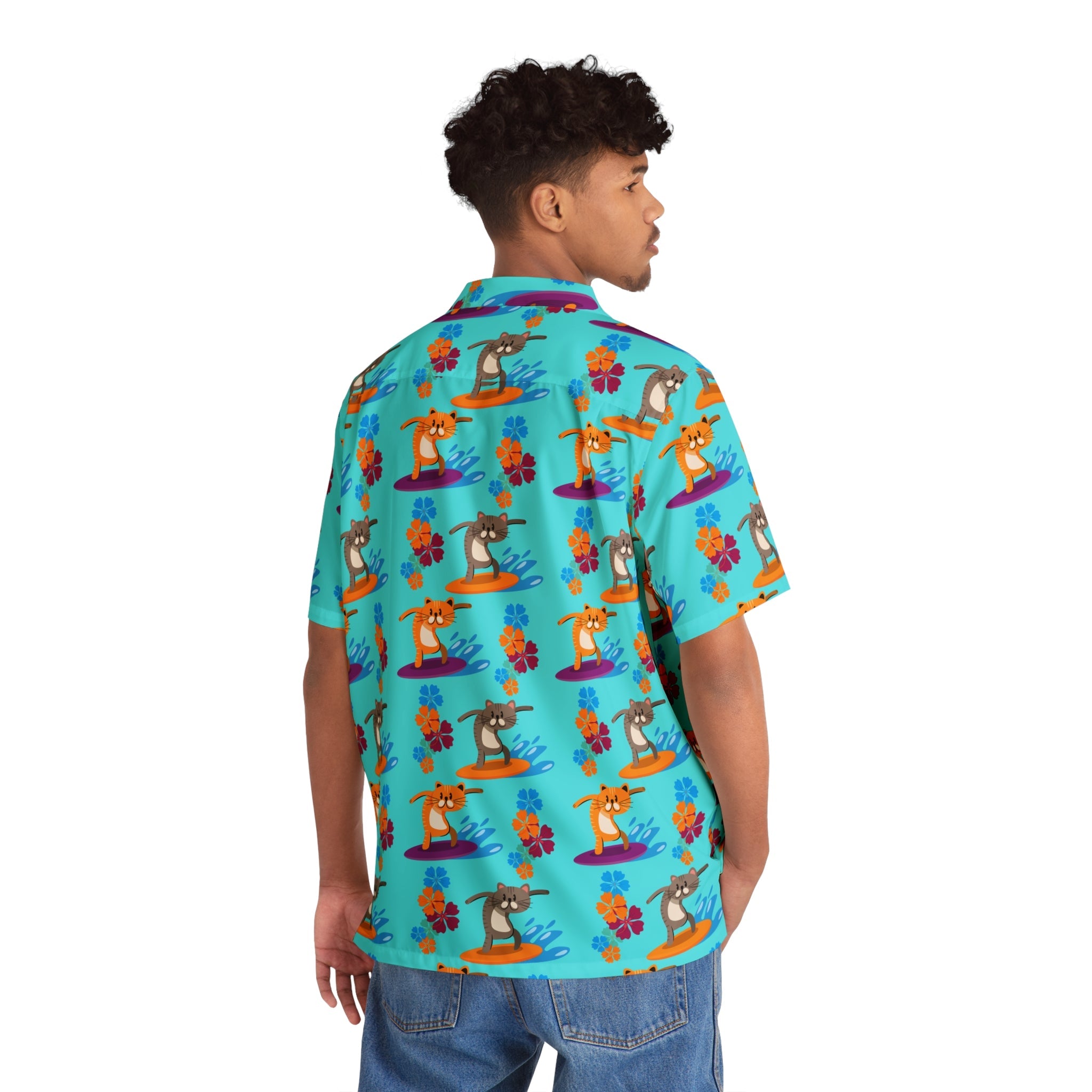 Surfer Cat Men's Hawaiian Shirt - EpiAl's Shop