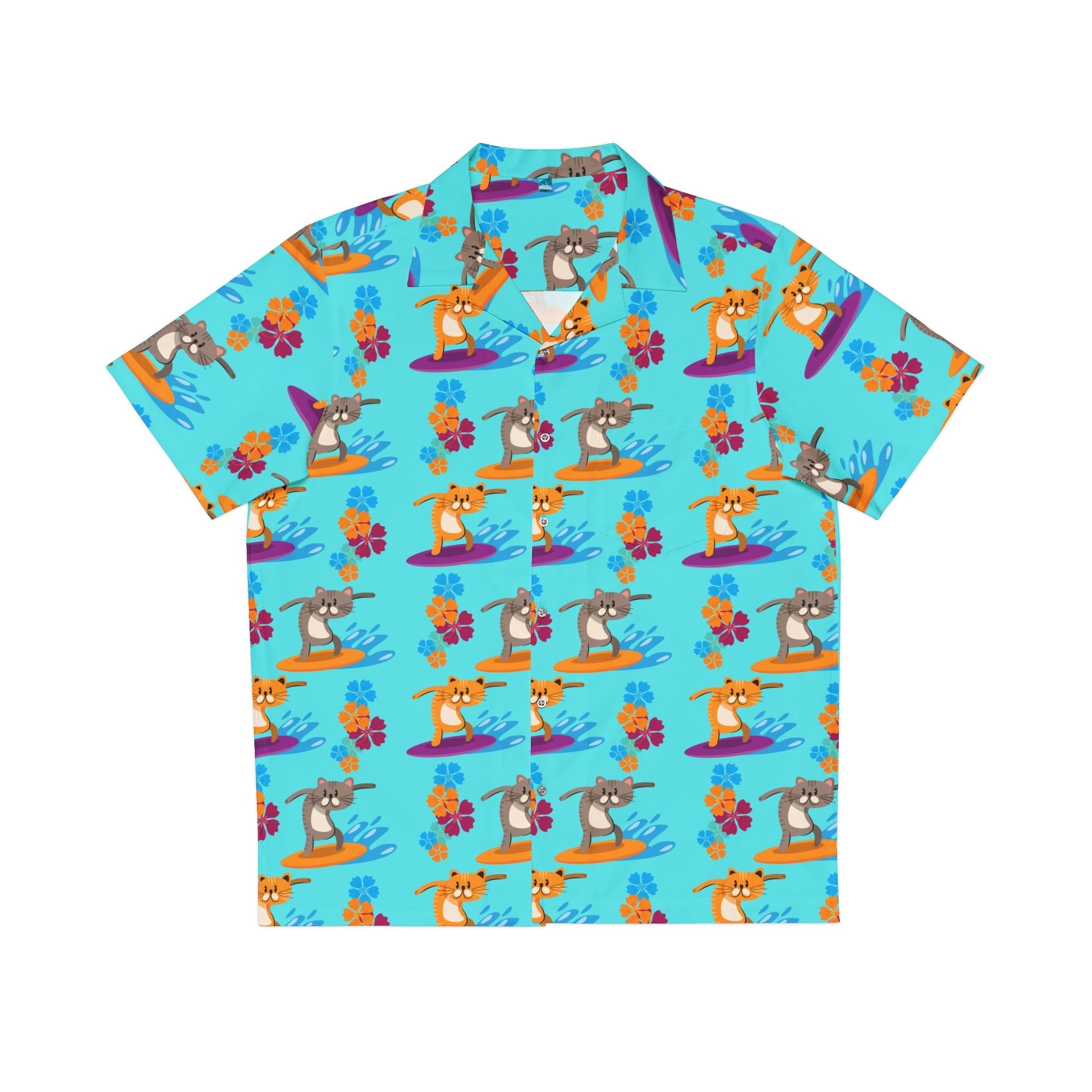 Surfer Cat Men's Hawaiian Shirt - EpiAl's Shop