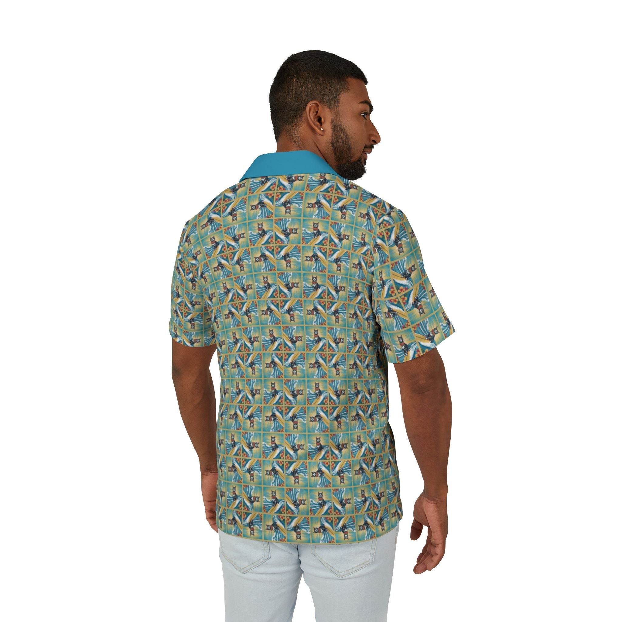 Surfer Kitties Men's Hawaiian Camp Shirt - Clothing, Hawaiian Style Shirts - EpiAl's Shop